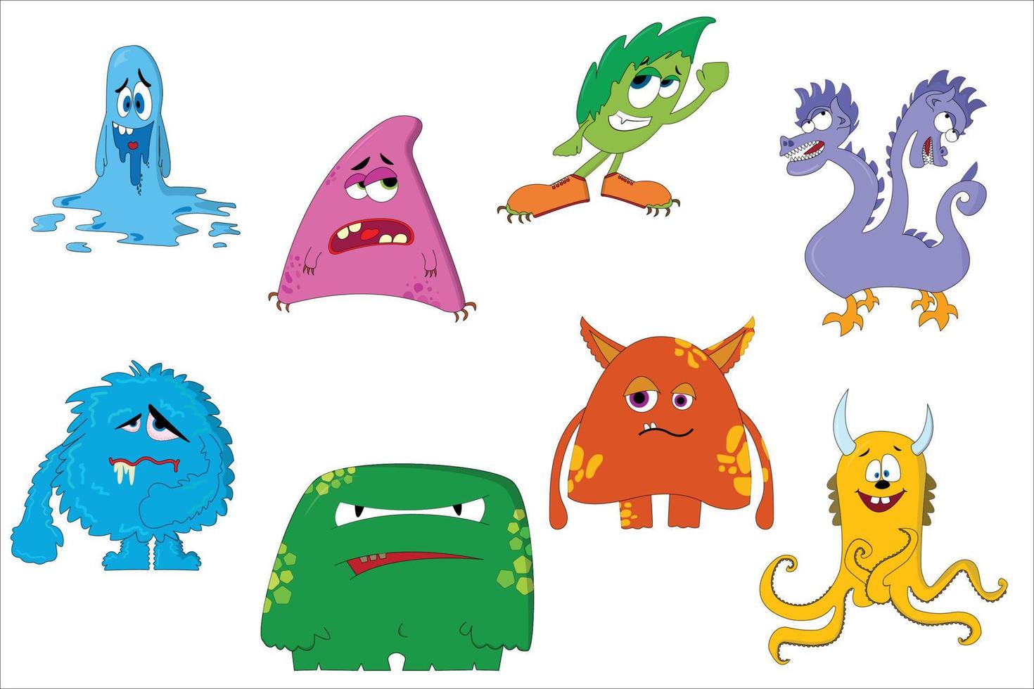 criaturas engraçadas dos desenhos animados. conjunto de monstros